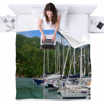 Sailboats In The Caribbean Blankets 31985403