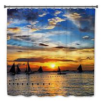 Sailing On Sunset. Boracay Island,Philippines Bath Decor 47728573
