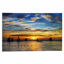 Sailing On Sunset. Boracay Island,Philippines Rugs 47728573