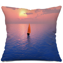 Sailing Ship At Sunset Pillows 65243774