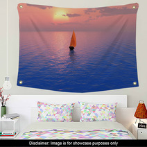 Sailing Ship At Sunset Wall Art 65243774