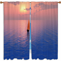 Sailing Ship At Sunset Window Curtains 65243774