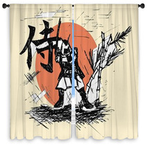 Samurai - Drawing Art (martial Art) Window Curtains 52085568