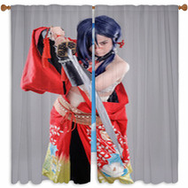 Samurai / Models Dressed In Their Favorite Heroes Window Curtains 92241764