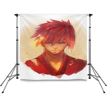 Samurai Red Hair Backdrops 228133431