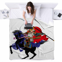 Samurai-style image illustration Blankets 63445663