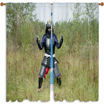 Samurai With Two Swords Window Curtains 44465588