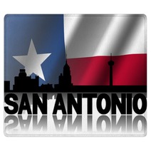 San Antonio Skyline Text Texan Flag Illustration Rugs 57719954