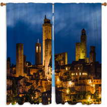 San Gimignano Night, Tuscany Window Curtains 53138415
