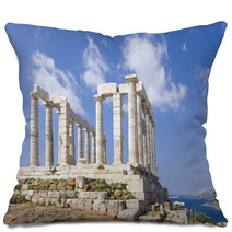 Sanctuary And Temple Of Poseidon At Cape Sounio, Attica, Greece  Pillows 67956391