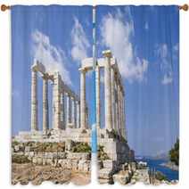 Sanctuary And Temple Of Poseidon At Cape Sounio, Attica, Greece  Window Curtains 67956391