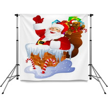Santa Claus In Chimney Backdrops 5644758