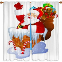 Santa Claus In Chimney Window Curtains 5644758