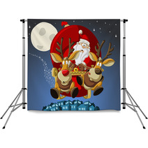 Santa-Claus On Sleigh With Reindeers Backdrops 28108373