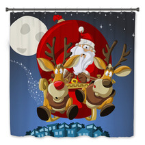 Santa-Claus On Sleigh With Reindeers Bath Decor 28108373