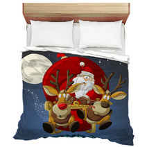 Santa-Claus On Sleigh With Reindeers Bedding 28108373