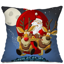 Santa-Claus On Sleigh With Reindeers Pillows 28108373