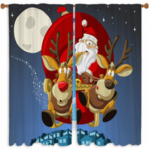 Santa-Claus On Sleigh With Reindeers Window Curtains 28108373