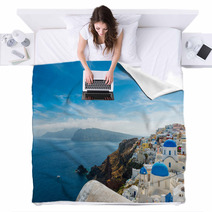 Santorini,Greece Blankets 65457672