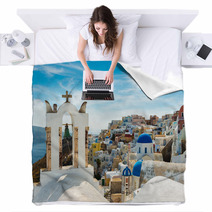 Santorini,Greece Blankets 65457690