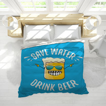Save Water Drink Beer Vector Concept Illustration Vector Funky Beer Character With Funny Slogan For Print On Tee Or Poster International Beer Day Label Bedding 212568297