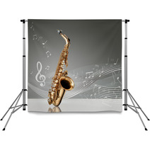 Saxophone With Musical Notes Backdrops 47676865
