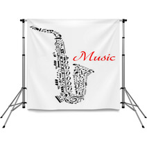 Saxophone With Musical Notes Backdrops 67468918