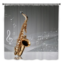 Saxophone With Musical Notes Bath Decor 47676865