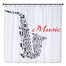 Saxophone With Musical Notes Bath Decor 67468918