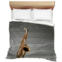 Saxophone With Musical Notes Bedding 47676865