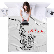 Saxophone With Musical Notes Blankets 67468918