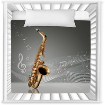 Saxophone With Musical Notes Nursery Decor 47676865