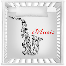 Saxophone With Musical Notes Nursery Decor 67468918