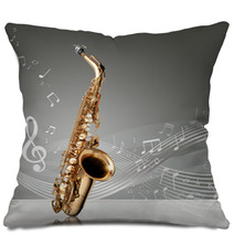 Saxophone With Musical Notes Pillows 47676865