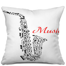 Saxophone With Musical Notes Pillows 67468918