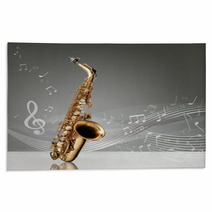 Saxophone With Musical Notes Rugs 47676865