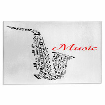 Saxophone With Musical Notes Rugs 67468918