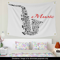 Saxophone With Musical Notes Wall Art 67468918