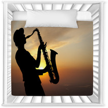 Saxophonist At Sunset Nursery Decor 57290635