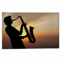 Saxophonist At Sunset Rugs 57290635