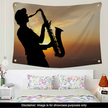 Saxophonist At Sunset Wall Art 57290635