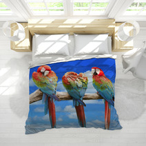 Scarlet Macaw With Beautiful Sky. Bedding 68638642