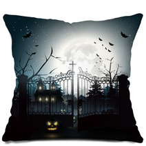 Scary Graveyard In The Woods Pillows 68390247