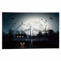 Scary Graveyard In The Woods Rugs 68390247