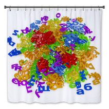 Scattered Letters On White Background Bath Decor 67047852