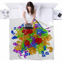 Scattered Letters On White Background Blankets 67047852