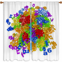 Scattered Letters On White Background Window Curtains 67047852