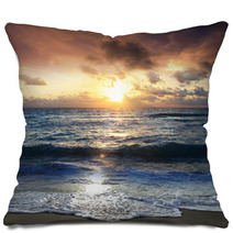 Scenic Sunrise On The Beach Pillows 27542534