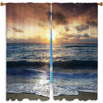 Scenic Sunrise On The Beach Window Curtains 27542534