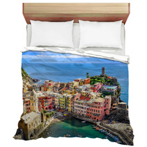 Scenic View Of Ocean And Harbor In Colorful Village Vernazza Bedding 56857806